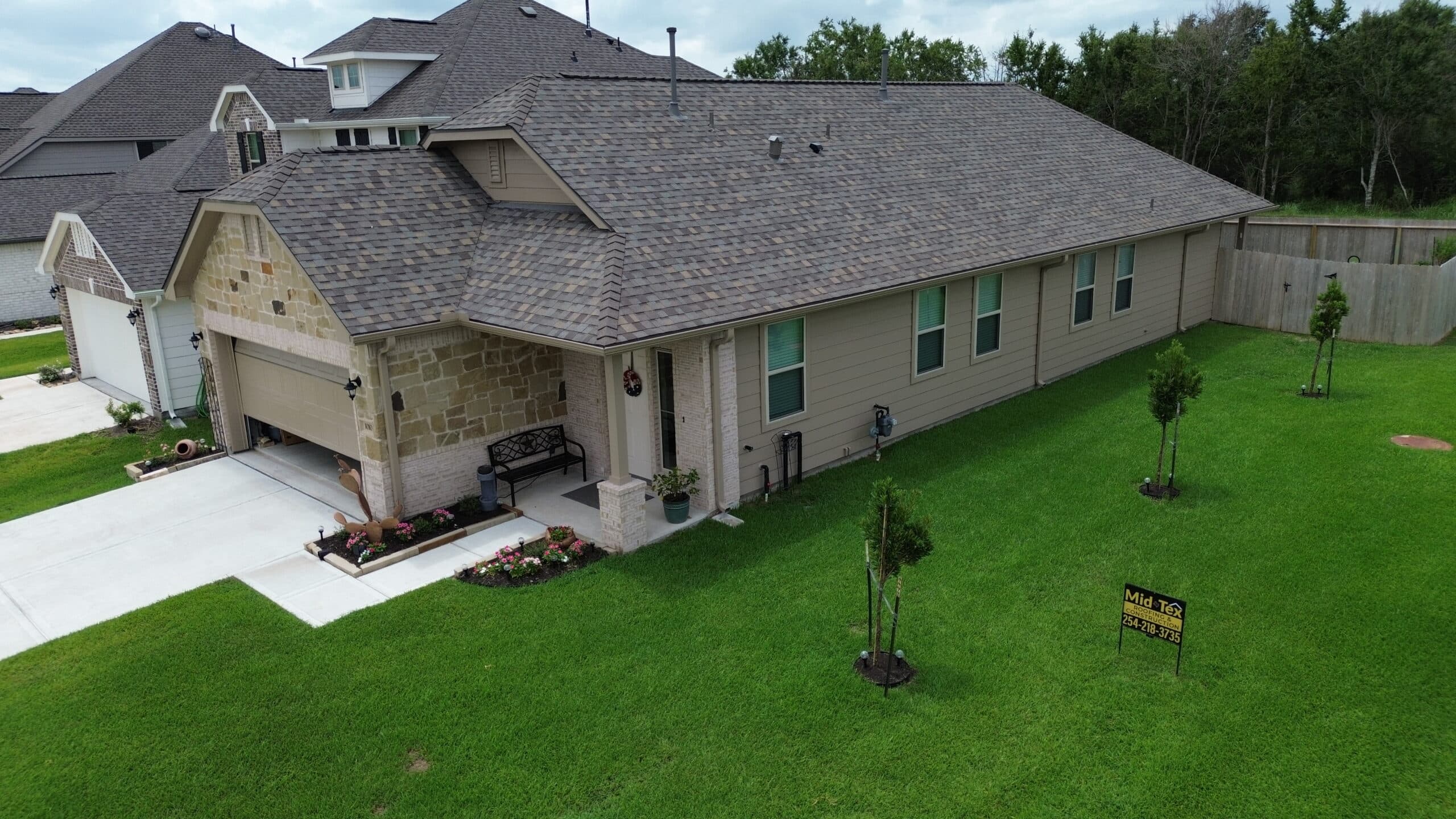 Completed asphalt shingle replacement