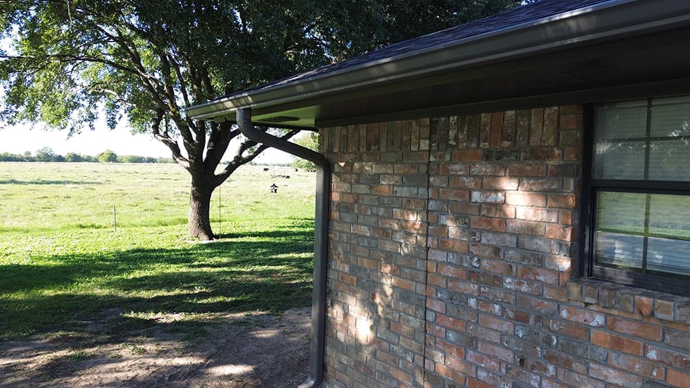 Professional gutter system on residential home