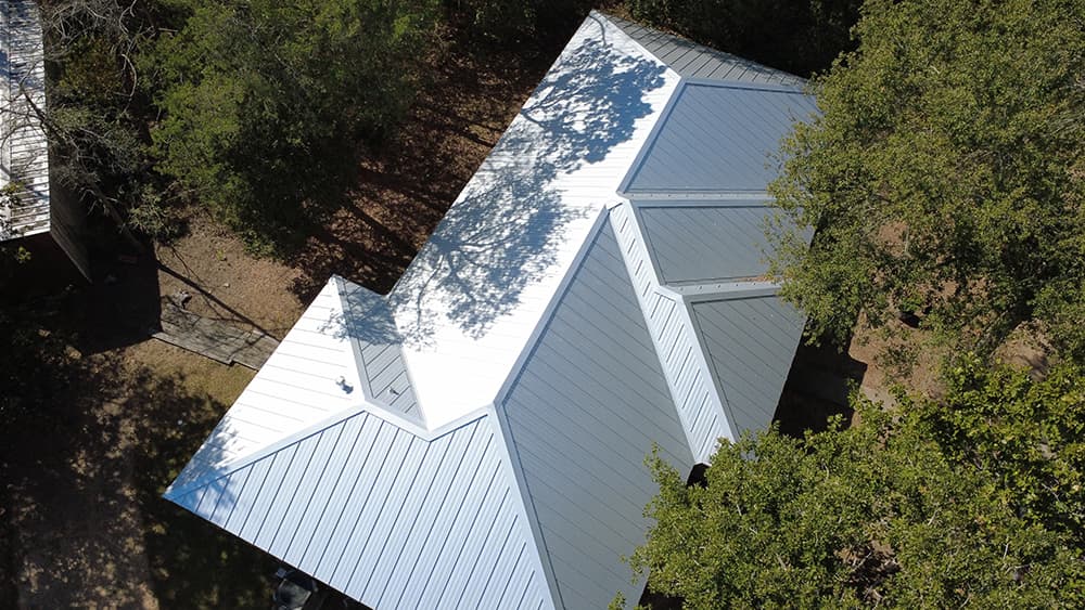 Standing seam metal panels close-up